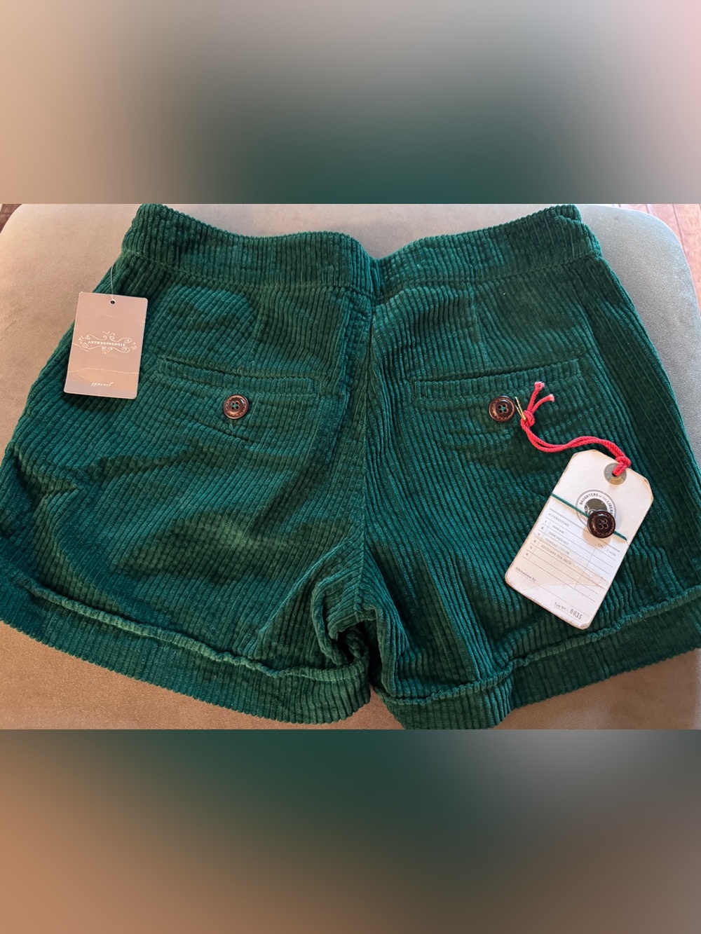 NWT Anthro Daughters of the Liberation Green Corduroy Shorts Size 6 - Picture 8 of 9